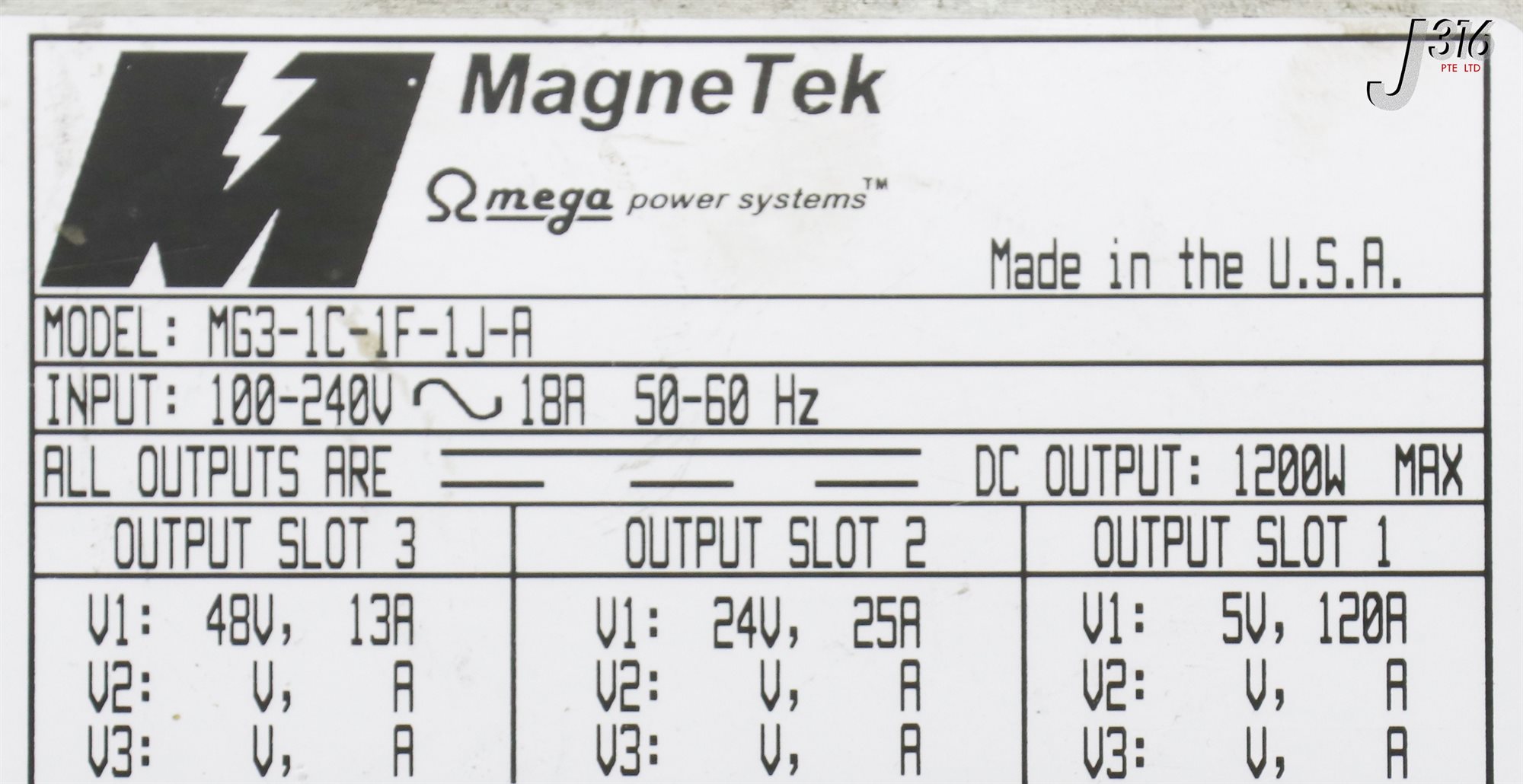 Alimentation électrique Magnetek MG3-1C-1F-1J - 100-240VAC 18A 50-60Hz - Occasion Avec Rayures